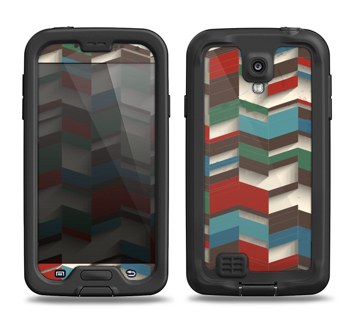 The Choppy 3d Red & Green Zigzag Pattern Samsung Galaxy S4 LifeProof Fre Case Skin Set