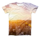 The Cityscape at Sunset ink-Fuzed Unisex All Over Full-Printed Fitted Tee Shirt
