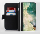 The Cloudy Abstract Green Nebula Ink-Fuzed Leather Folding Wallet Credit-Card Case for the Apple iPhone 6/6s, 6/6s Plus, 5/5s and 5c