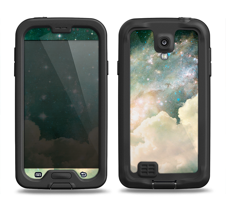 The Cloudy Abstract Green Nebula Samsung Galaxy S4 LifeProof Nuud Case Skin Set