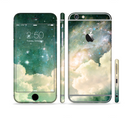 The Cloudy Abstract Green Nebula Sectioned Skin Series for the Apple iPhone 6s Plus