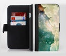 The Cloudy Grunge Green Universe Ink-Fuzed Leather Folding Wallet Credit-Card Case for the Apple iPhone 6/6s, 6/6s Plus, 5/5s and 5c