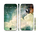 The Cloudy Grunge Green Universe Sectioned Skin Series for the Apple iPhone 6 Plus