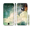 The Cloudy Grunge Green Universe Sectioned Skin Series for the Apple iPhone 6s Plus