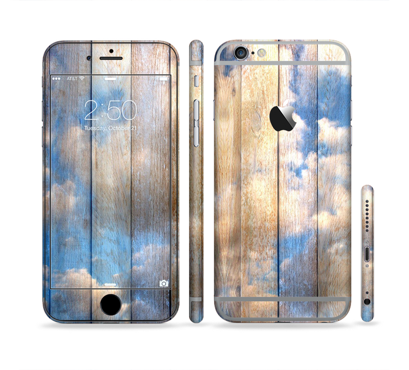 The Cloudy Wood Planks Sectioned Skin Series for the Apple iPhone 6 Plus
