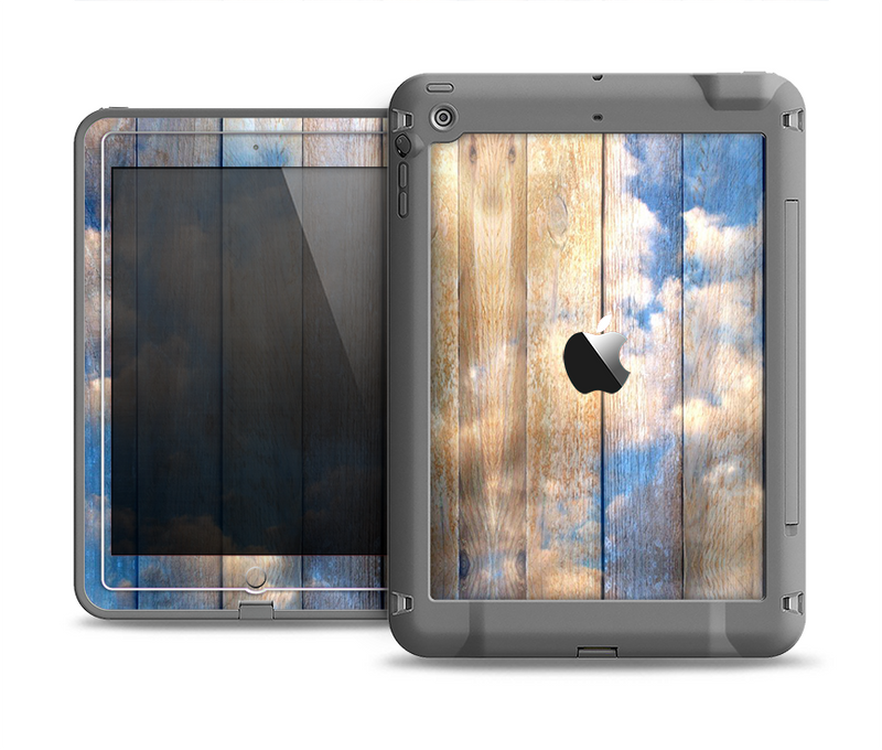 The Cloudy Wood Planks Apple iPad Air LifeProof Fre Case Skin Set
