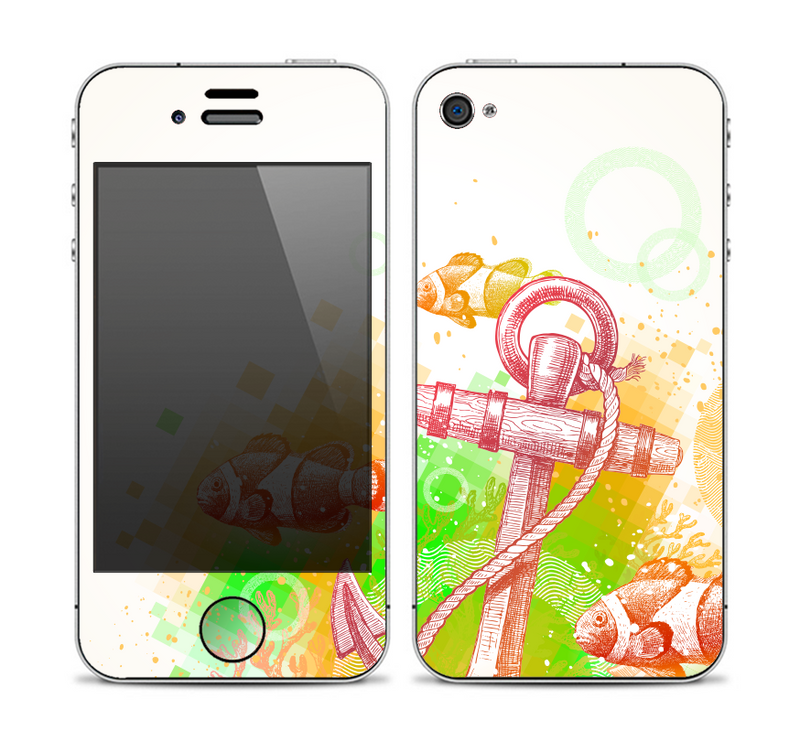 The Color-Red Anchor Under The Sea Skin for the Apple iPhone 4-4s.png