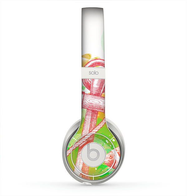 The Color-Red Anchor Under The Sea Skin for the Beats by Dre Solo 2 Headphones