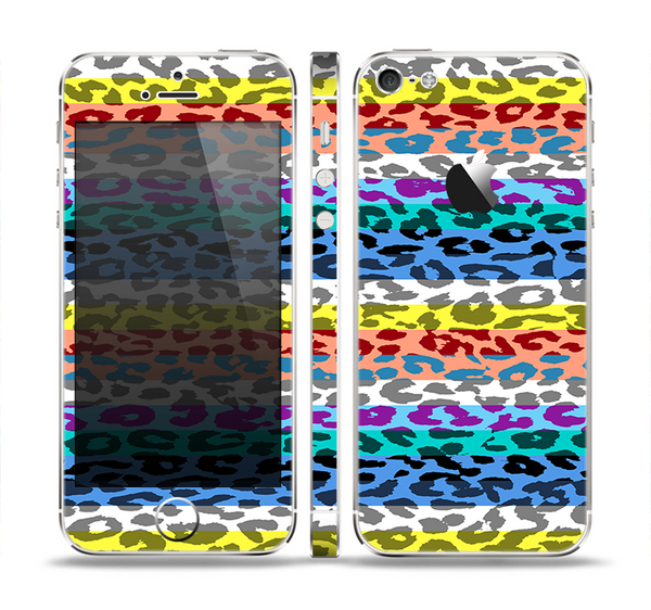 The Color Striped Vector Leopard Print Skin Set for the Apple iPhone 5