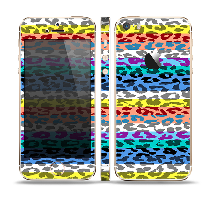 The Color Striped Vector Leopard Print Skin Set for the Apple iPhone 5s