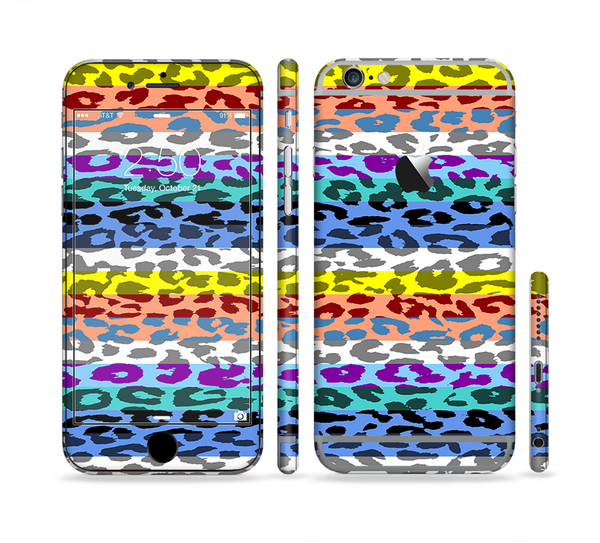 The Color Striped Vector Leopard Print Sectioned Skin Series for the Apple iPhone 6 Plus