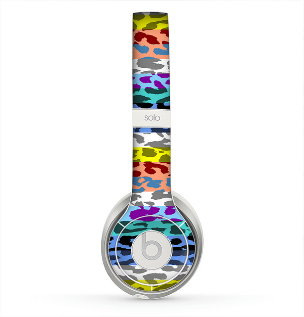 The Color Striped Vector Leopard Print Skin for the Beats by Dre Solo 2 Headphones