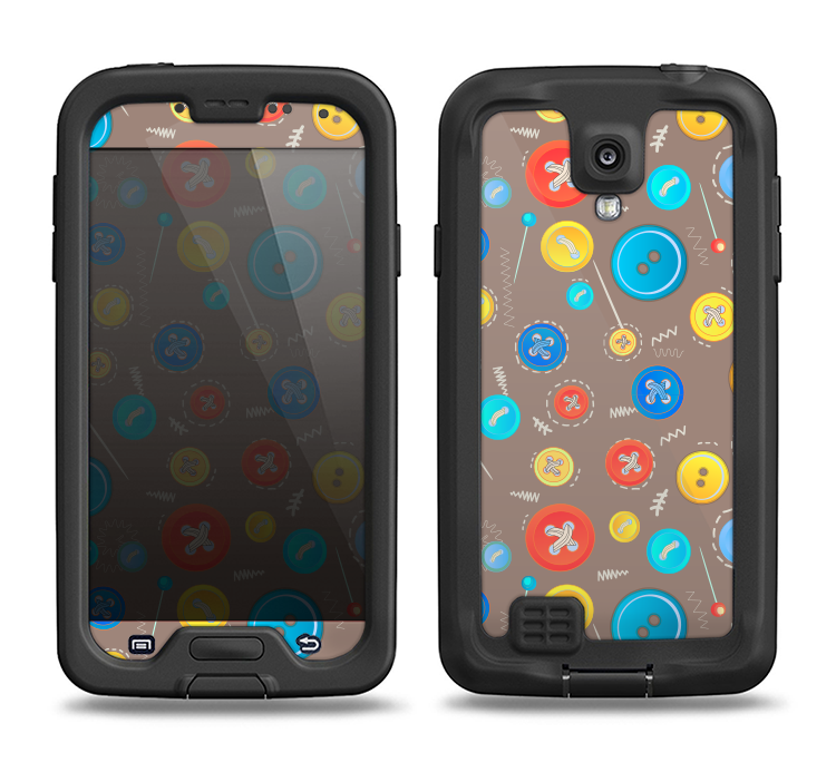 The Colored Buttons and Needles Samsung Galaxy S4 LifeProof Fre Case Skin Set