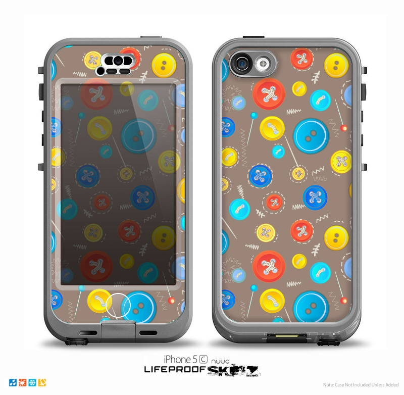 The Colored Buttons and Needles Skin for the iPhone 5c nüüd LifeProof Case
