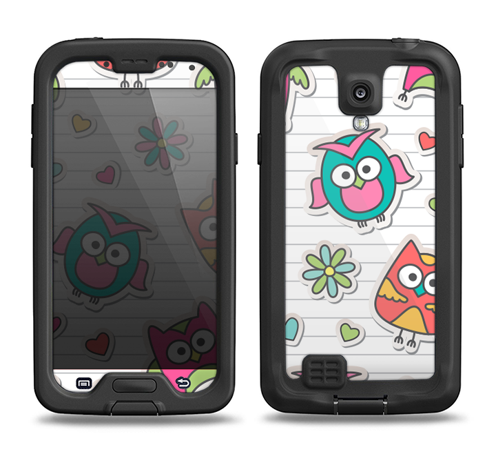 The Colored Cartoon Owl Cutouts on Paper Samsung Galaxy S4 LifeProof Fre Case Skin Set