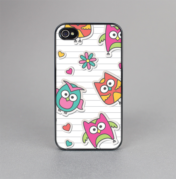 The Colored Cartoon Owl Cutouts on Paper Skin-Sert for the Apple iPhone 4-4s Skin-Sert Case