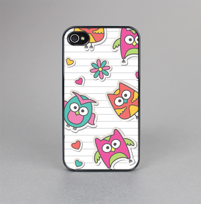 The Colored Cartoon Owl Cutouts on Paper Skin-Sert for the Apple iPhone 4-4s Skin-Sert Case