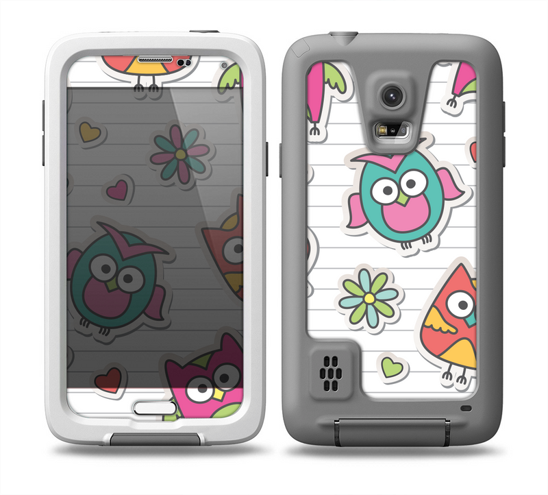 The Colored Cartoon Owl Cutouts on Paper Skin for the Samsung Galaxy S5 frē LifeProof Case
