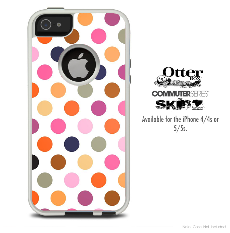 The Colored Polka Dot Skin For The iPhone 4-4s or 5-5s Otterbox Commuter Case