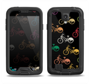 The Colored Vintage Bike Pattern On Black Samsung Galaxy S4 LifeProof Nuud Case Skin Set