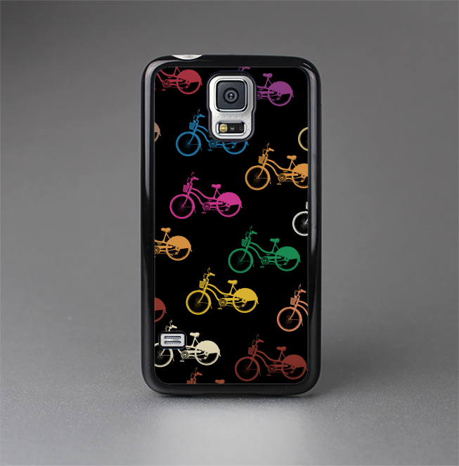 The Colored Vintage Bike Pattern On Black Skin-Sert Case for the Samsung Galaxy S5