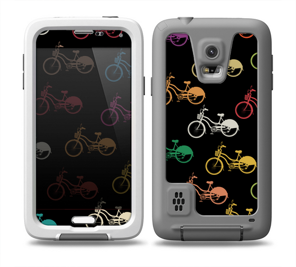 The Colored Vintage Bike Pattern On Black Skin Samsung Galaxy S5 frē LifeProof Case