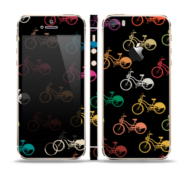 The Colored Vintage Bike Pattern On Black Skin Set for the Apple iPhone 5s