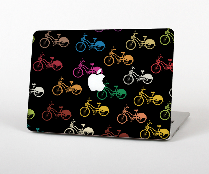 The Colored Vintage Bike Pattern On Black Skin for the Apple MacBook Pro Retina 13"