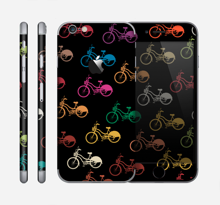 The Colored Vintage Bike Pattern On Black Skin for the Apple iPhone 6