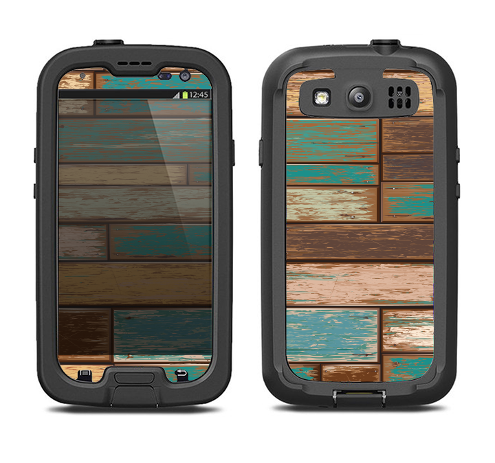 The Colored Vintage Solid Wood Planks Samsung Galaxy S4 LifeProof Nuud Case Skin Set