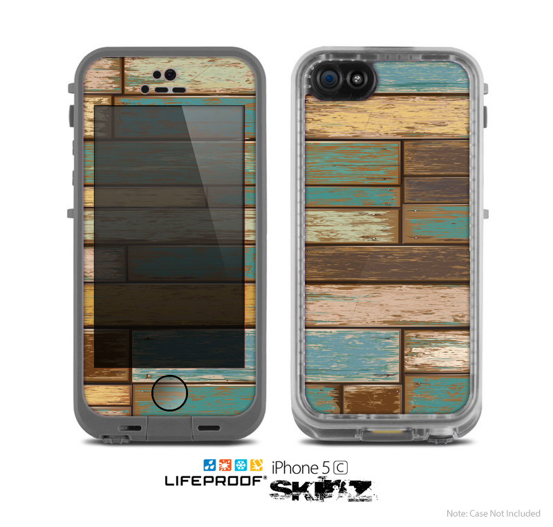 The Colored Vintage Solid Wood Planks Skin for the Apple iPhone 5c LifeProof Case