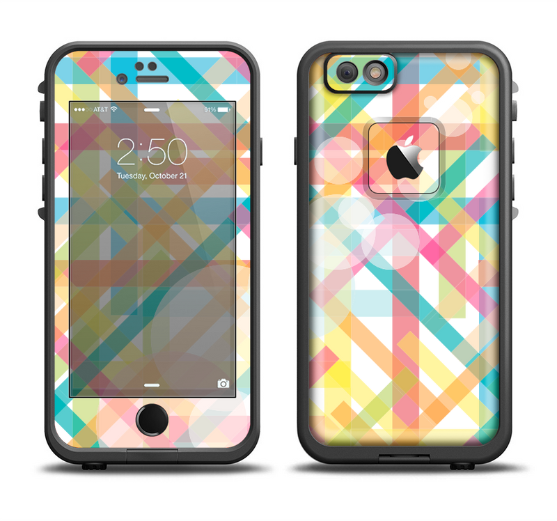 The Colorful Abstract Plaid Intersect Apple iPhone 6 LifeProof Fre Case Skin Set