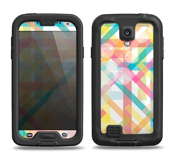 The Colorful Abstract Plaid Intersect Samsung Galaxy S4 LifeProof Nuud Case Skin Set