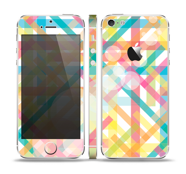 The Colorful Abstract Plaid Intersect Skin Set for the Apple iPhone 5