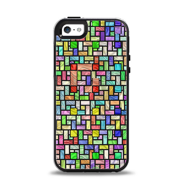 The Colorful Abstract Tiled Apple iPhone 5-5s Otterbox Symmetry Case Skin Set