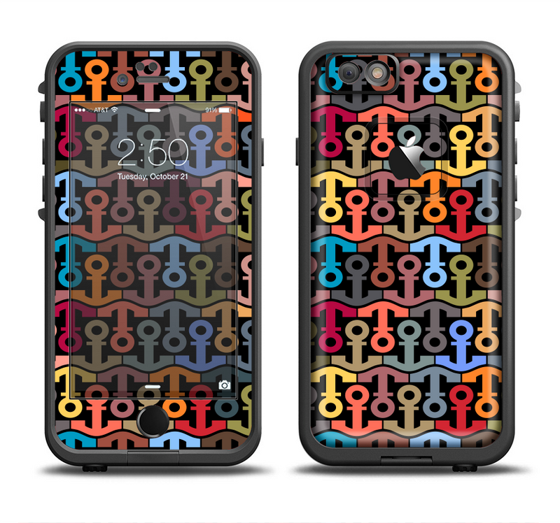 The Colorful Anchor Vector Collage Pattern Apple iPhone 6/6s LifeProof Fre Case Skin Set