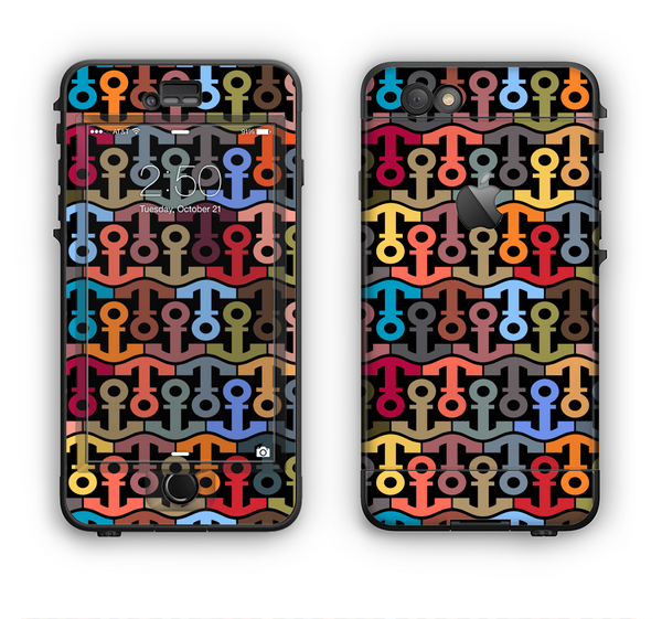 The Colorful Anchor Vector Collage Pattern Apple iPhone 6 Plus LifeProof Nuud Case Skin Set