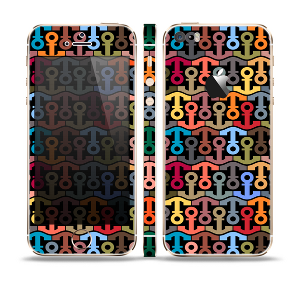 The Colorful Anchor Vector Collage Pattern Skin Set for the Apple iPhone 5s