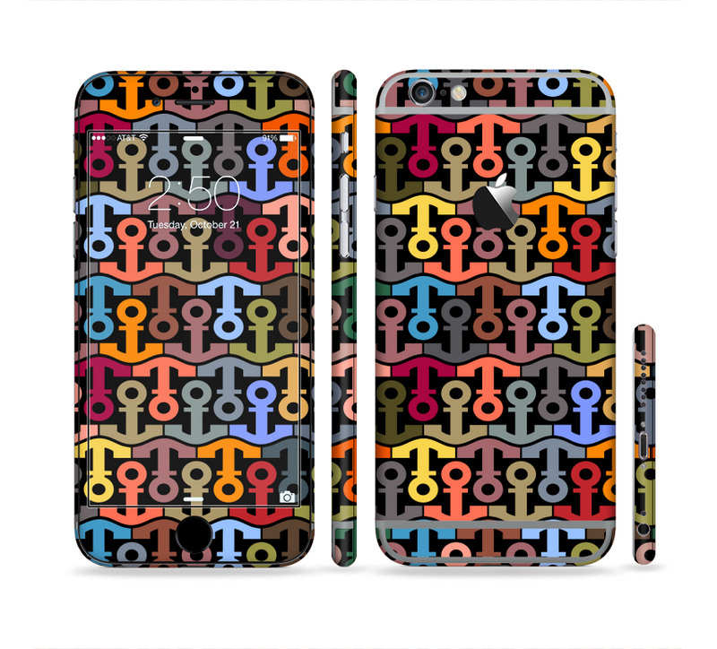 The Colorful Anchor Vector Collage Pattern Sectioned Skin Series for the Apple iPhone 6