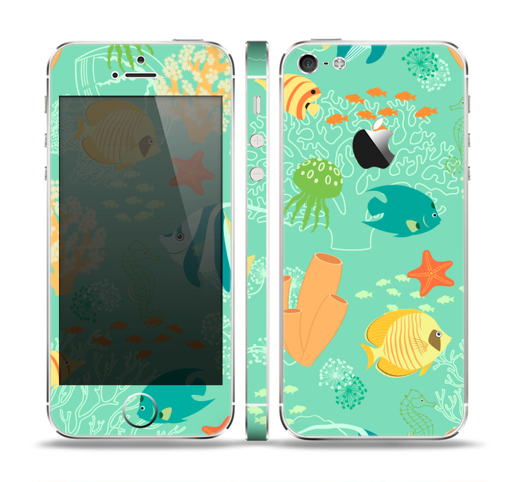The Colorful Bright Saltwater Fish Skin Set for the Apple iPhone 5