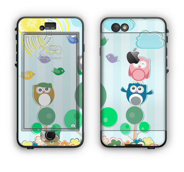 The Colorful Emotional Cartoon Owls in the Trees Apple iPhone 6 Plus LifeProof Nuud Case Skin Set