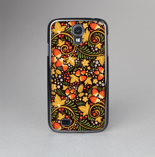 The Colorful Floral Pattern with Strawberries Skin-Sert Case for the Samsung Galaxy S4