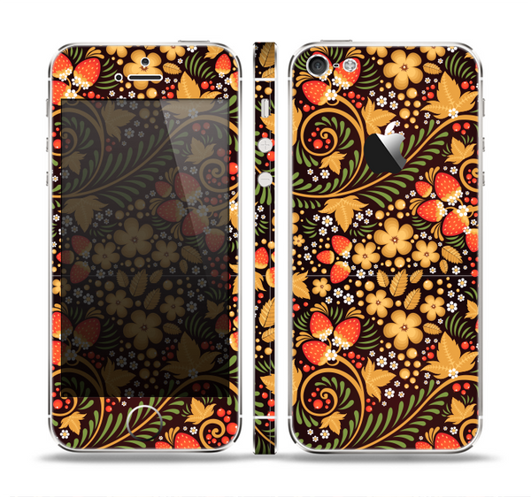 The Colorful Floral Pattern with Strawberries Skin Set for the Apple iPhone 5