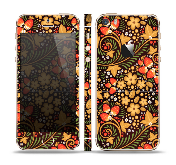 The Colorful Floral Pattern with Strawberries Skin Set for the Apple iPhone 5s