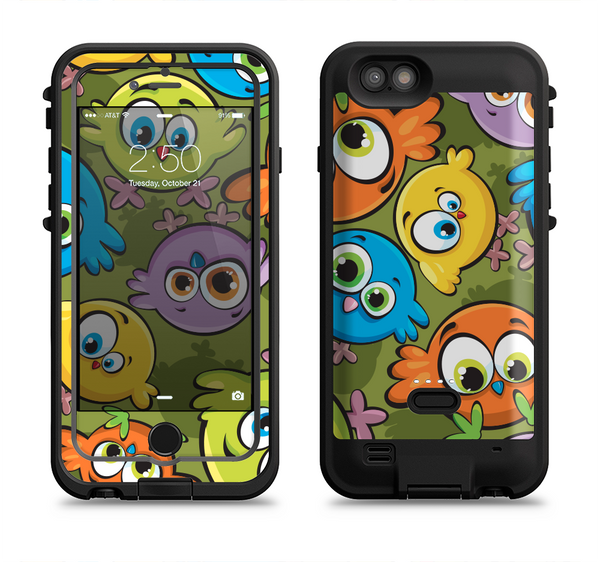 The Colorful Highlighted Cartoon Birds Apple iPhone 6/6s LifeProof Fre POWER Case Skin Set