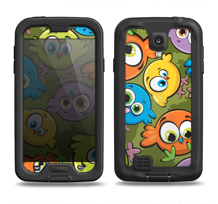 The Colorful Highlighted Cartoon Birds Samsung Galaxy S4 LifeProof Nuud Case Skin Set