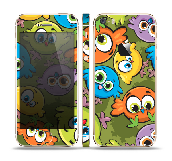 The Colorful Highlighted Cartoon Birds Skin Set for the Apple iPhone 5s