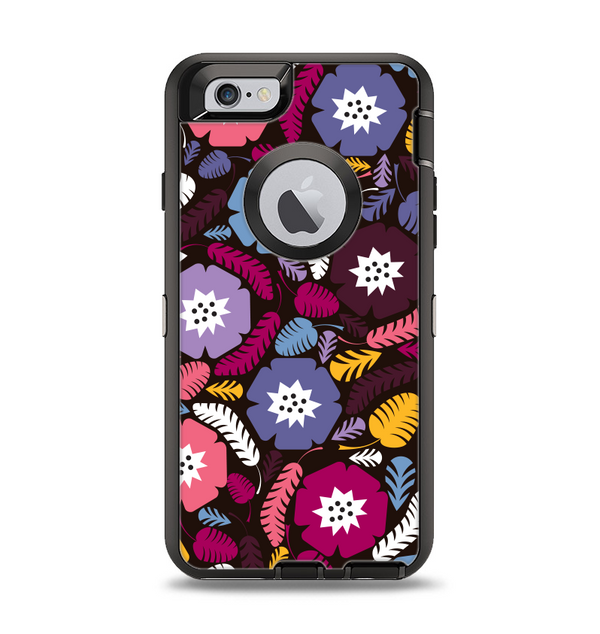 The Colorful Hugged Vector Leaves and Flowers Apple iPhone 6 Otterbox Defender Case Skin Set