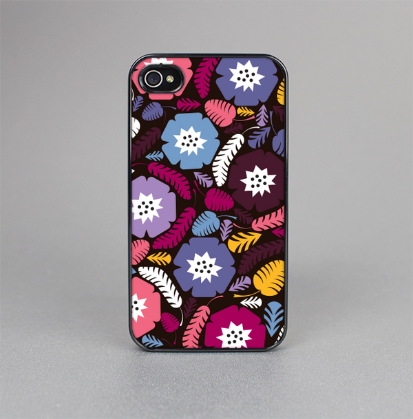 The Colorful Hugged Vector Leaves and Flowers Skin-Sert for the Apple iPhone 4-4s Skin-Sert Case