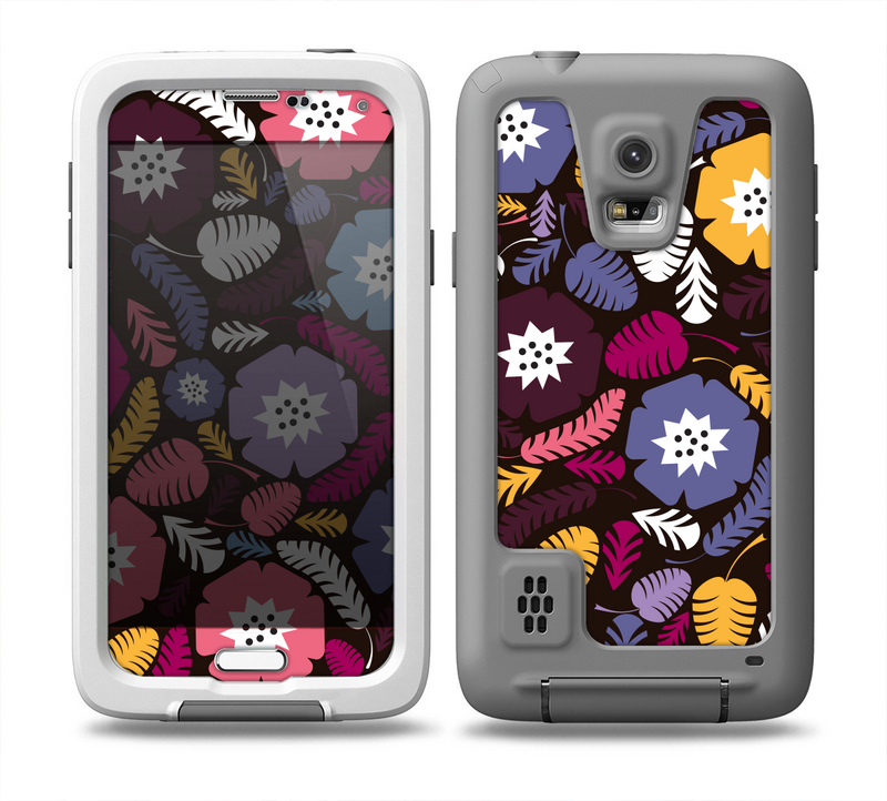 The Colorful Hugged Vector Leaves and Flowers Skin Samsung Galaxy S5 frē LifeProof Case
